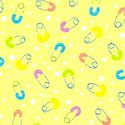Rockabye - Tossed Diaper pins on Yellow