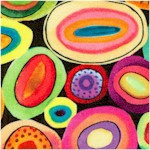 Printemps -Colorful Dots on Black (Digital) - SALE! (1 YARD MINIMUM PURCHASE)