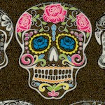 Calavera - Tattoo Sugar Skulls on Brown-Black