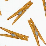 Everyday Favorites - Tossed Clothespins on Ivory - SALE! (MINIMUM PURCHASE 1 YARD)