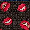 Cow Girls Luscious Lips on Black Hugs and Kisses - SALE! (MINIMUM PURCHASE 1 YARD)