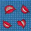 Cow Girls Luscious Lips on Blue Hugs and Kisses- LTD. YARDAGE AVAILABLE (.61 YD) MUST BE PURCHASED I