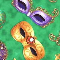 Mardi Gras - Tossed Festive Masks on Green