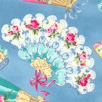 Ruru Marie - Tossed Floral Fans on Blue