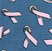Pink Breast Cancer Support Ribbons on Antique Blue