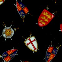 Tossed Medieval Shields on Black