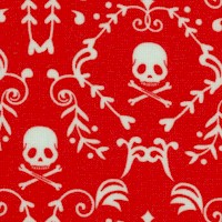 Punk Rock Damask in Red and Ivory - SALE! (MINIMUM PURCHASE ONE YARD)