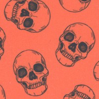 Drop Dead Gorgeous - Tossed Skulls on Orange by Teresa Chan