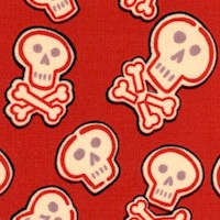 Calaveras Bonitas - Tossed Skulls and Crossbones on Red