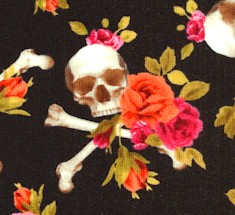 Charm Skull - Tossed Skulls and Roses on Black