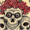 The Rose Tattoo - Skulls and Roses on Teadye