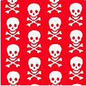 Basic Brights - Petite Skulls and Crossbones on Red 