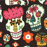 Folklorico - Alegria - Tossed Colorful Sugar Skulls on Black