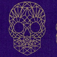 Wild Side - Metallic Gold Skulls on Deep Purple