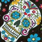 Folkloric - Sugar Skulls on Black 