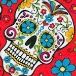 Folkloric - Sugar Skulls on Red