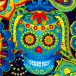 Colorful Festive Sugar Skulls on Black 