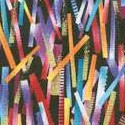 Horizons - Tossed Colorful and Gilded Sticks on Black - SALE! (ONE YARD MINIMUM PURCHASE)