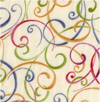 The Quilters Kitchen Collection - Colorful Swirls on Cream - SALE! (MINIMUM PURCHASE 1 YARD)