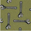 Be a Man - Wrenches on Green by Douglas Day - SALE! (MINIMUM PURCHASE 1 YARD) 