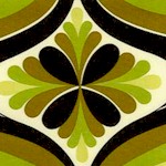 Retro Melrose Mod Design in Moss Green - SALE! (ONE YARD MINIMUM PURCHASE)