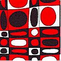 Poppy - Geometric Design in Red  White and Black - LTD. YARDAGE AVAILABLE