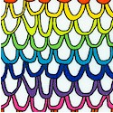 Funky Rainbow Fish Scales on Ivory - SALE! (MINIMUM PURCHASE 1 YARD)