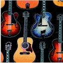 Rows of Acoustic Guitars by Dan Morris - SALE! (MINIMUM PURCHASE 1 YARD)