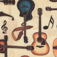 Lil Bit Country  - Tossed Folk Guitars and Musical Notes  by Dan Morris