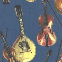 Anything Goes - Tossed Stringed Instruments on Blue-Gray