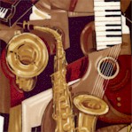 Pleasures and Pastimes - Picasso-Style Musical Instrument Collage