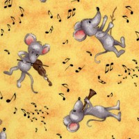 Garden Party - Musical Mice on Gold by Laurie Godin
