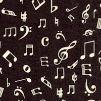 Symphony Suite - Tossed Musical Notes and Symbols in White on Black