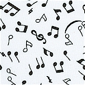 Bare Essentials - Tossed Musical Notes in Black on White - SALE! (MINIMUM PURCHASE 1 YARD)