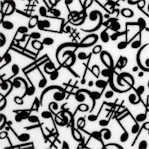 Three Quarter Time - Tossed Musical Notes and Symbols in Black and White