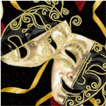 Night at the Opera - Gilded Drama Masks on Black