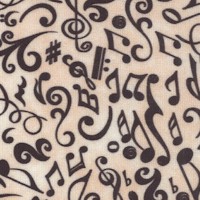 Tiny Tunes - Tossed Musical Notes and Symbols on Beige by Dan Morris