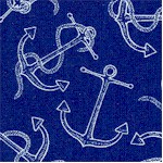 Tossed Anchors Etched in White on Blue