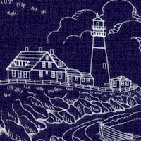 The Lightkeeper’s Quilt - Lighthouse Scenic in Blue and White
