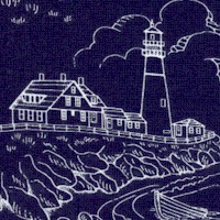 The Lightkeepers Quilt - Lighthouse Scenic in Blue and White