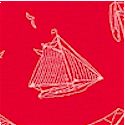 Sail Away - Tossed Small-Scale Sailboats on Red