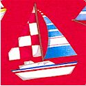 By the Sea - Sailboats on Red by Daborah Taylor Kerman