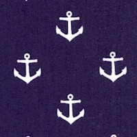 All Hands on Deck - White Anchors on Navy Blue by Jack and Lulu