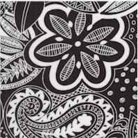 Calais Collection - Floral Paisley in Black and White 
