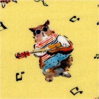 Tossed Hip Cats on Yellow (Digital) - SALE! (MINIMUM PURCHASE 1 YARD)