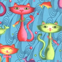 Pretty Kitty - Retro Cats on Turquoise