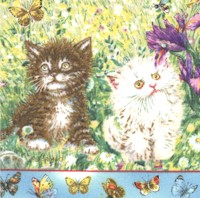 Garden Kitty Friends - Kitten Stripe by Giordano Studios