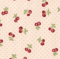 Tea Time - Tossed Small-Scale Cherries and Polka Dots on Beige