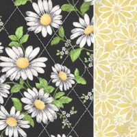 Reversible Quilted Daisies on Black