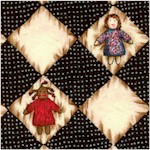 Primitive Dolls - Diagonal Doll and Cat Checkerboard by Debbie Hron